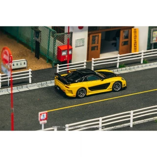Tarmac Works T64G-075-YE 1/64 Mazda RX-7 VeilSide Fortune7 สีเหลืองสีดํา Diecast Scale รุ่นรถ