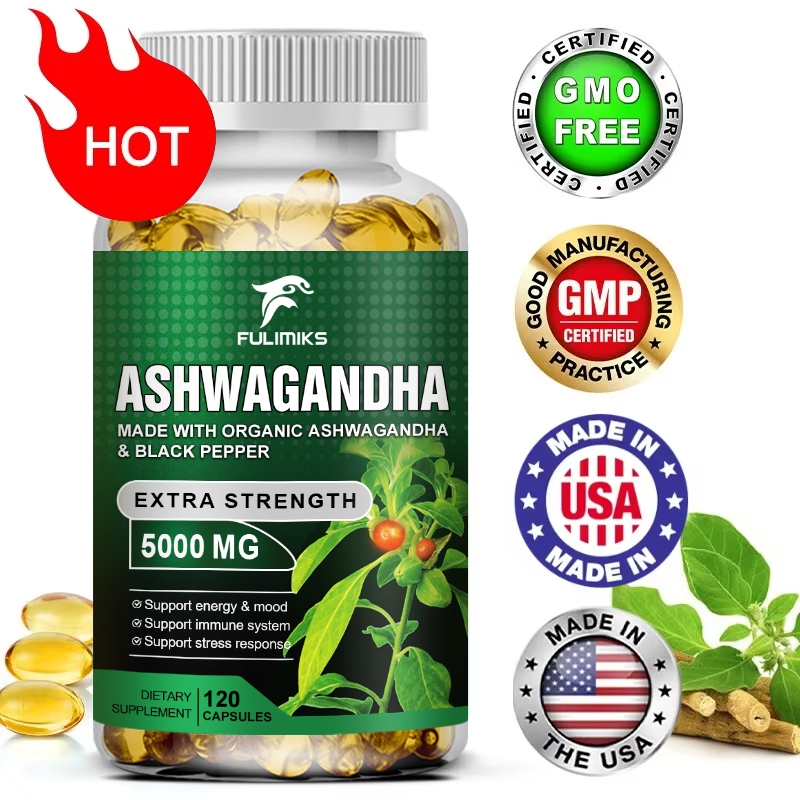 Fulimiks Ashwagandha Capsules 5000mg Stress Relief Boost Testosterone เพิ่มพลังงานและความอดทน