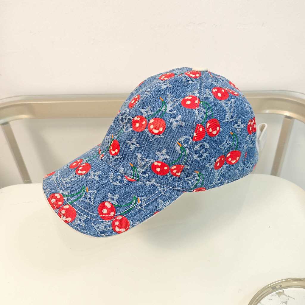 LV820 หมวกเบสบอล Denim Blue Cherry Style