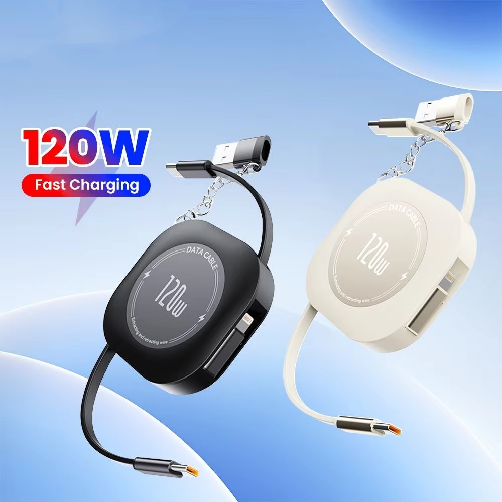 Twitch 120W 4 in 1 စမတ်အားသွင်းကြိုး Type C မှ Type C / iOS (Lightning) / USB Data (၁.၂ မီတာ)