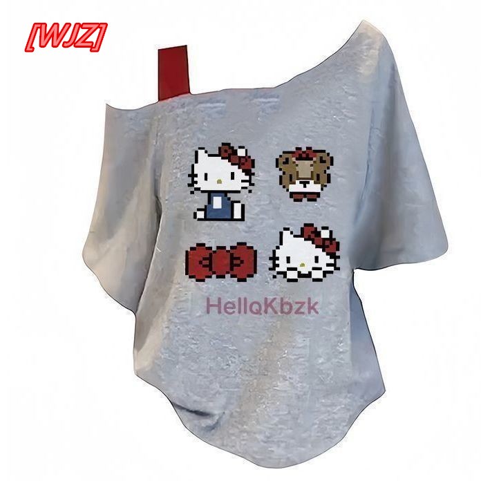 【WJZ】เสื้อยืดแขนสั้นพิมพ์ลายการ์ตูนสไตล์เกาหลีสำหรับผู้หญิง【PDD5】