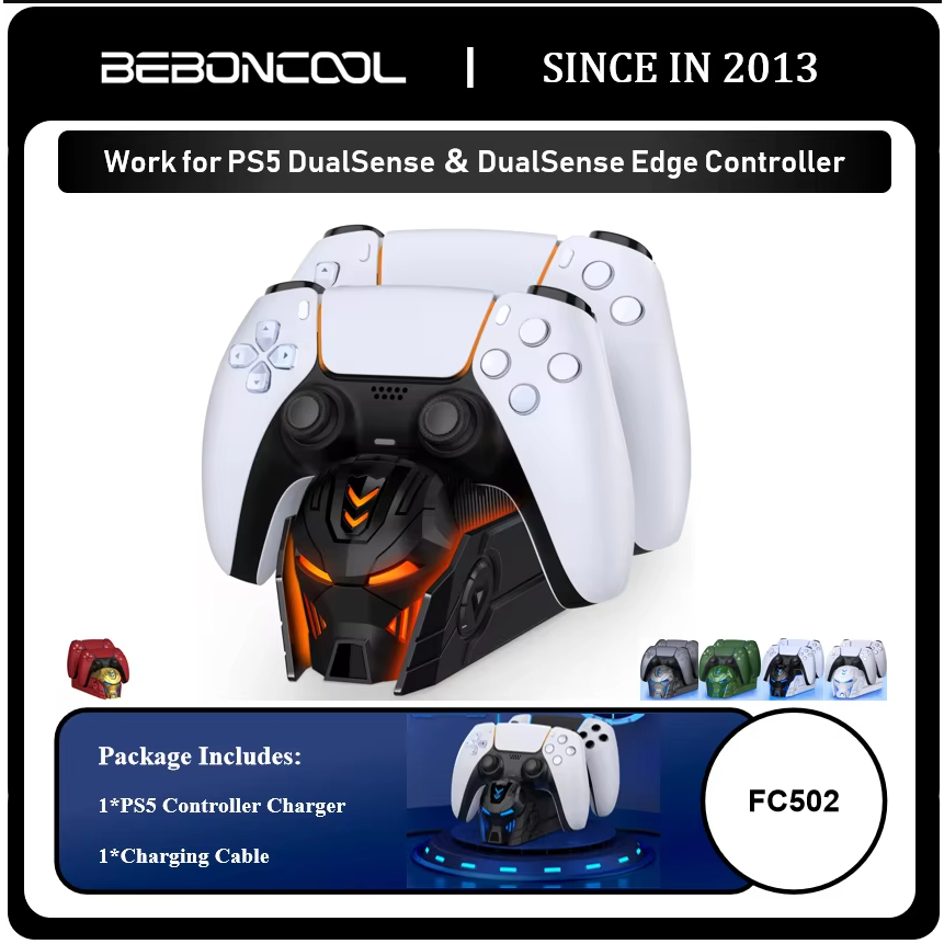 BEBONCOOL FC500 RGB Controller Charging Station For PS5 Dualsense Gamepad Charging Stand