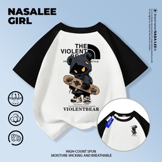 【จัดส่งวันนี้】เสื้อยืดเด็ก NASA สไตล์อเมริกัน แขนแร็กแลน ผ้า…