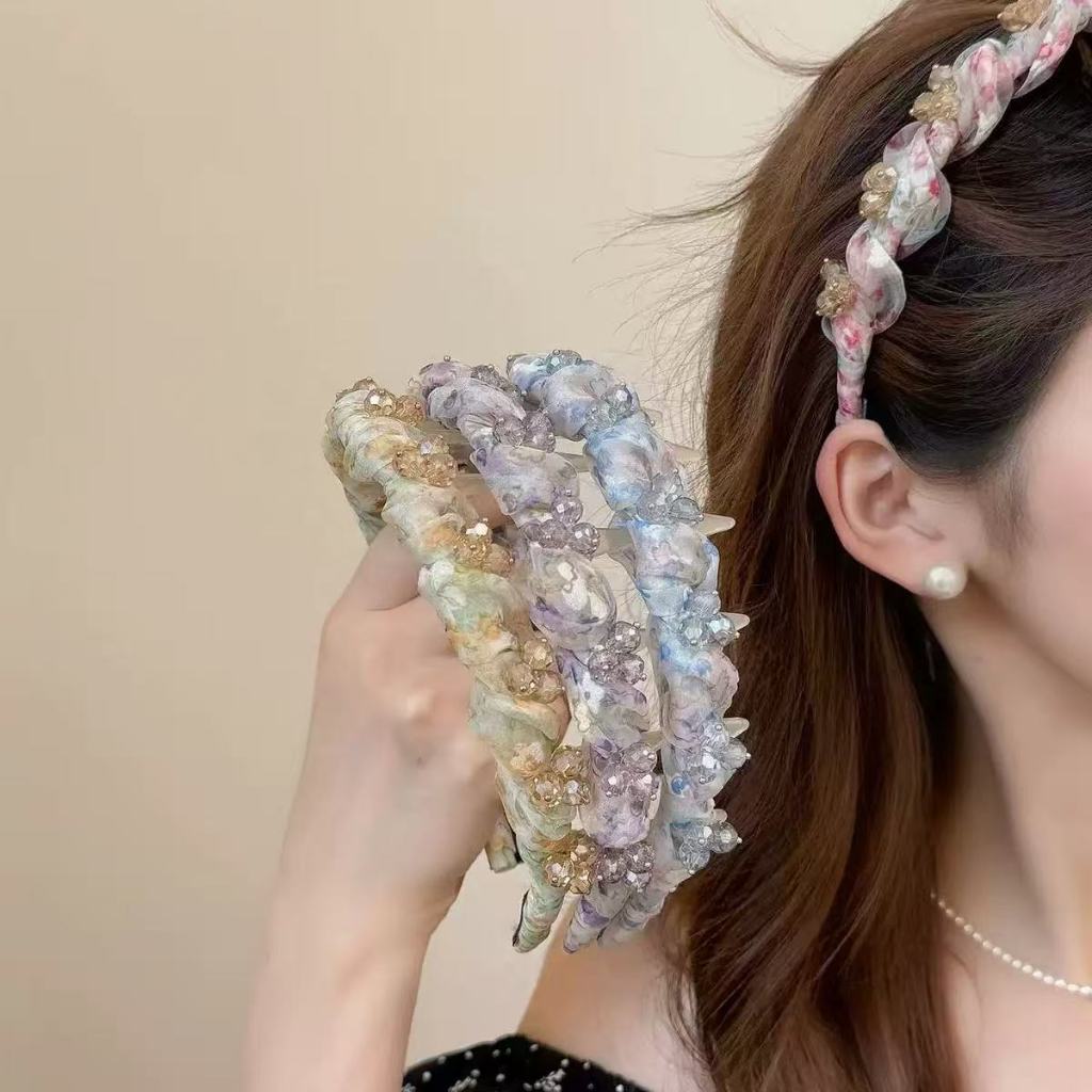 Ladies Crystal Diamond-Encrusted Anti-Slip Toothed Hair Band เครื่องประดับผมอเนกประสงค์สําหรับล้างหน้าแต่งหน้าใช้ทุกวัน