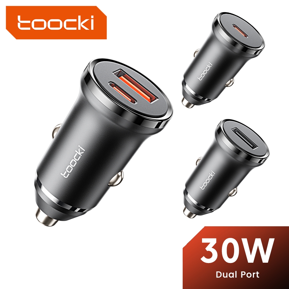 Toocki PD30W/20W Type C Car Charger เดี่ยว/คู่ USB C พอร์ต Fast Charging QC3.0 สําหรับ Huawei Samsung Xiaomi 12-24V รถบรรทุก SUV USB A + C Mini Car Chargers
