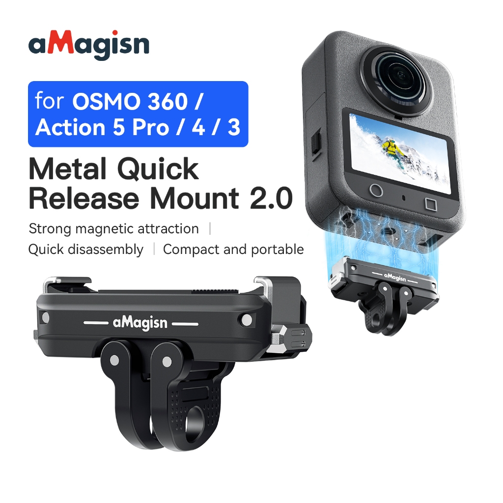 สําหรับ DJI Osmo360/Action 5 Pro/4/3 โลหะแม่เหล็ก Quick Release สอง Claw + 1/4 ด้าย Dual Interface ฐานอุปกรณ์เสริมกล้อง