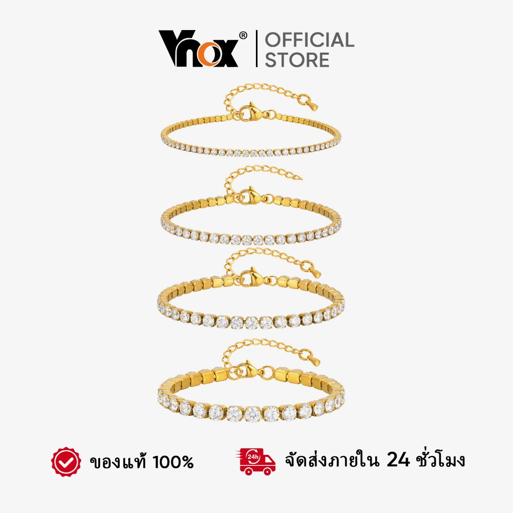สร้อยข้อมือสแตนเลสผู้หญิง Vnox พร้อมเซอร์ริกอนคิวบิก เงาประณีต เป็นของขวัญวันเกิดที่สวยงาม ราคาถูก Shopee Lazada