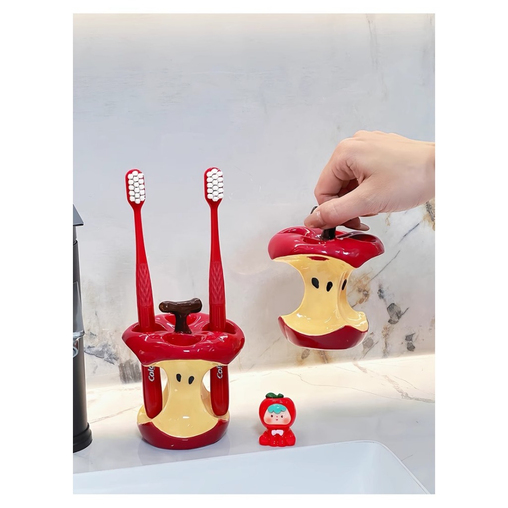 ที่ใส่แปรงสีฟัน แอปเปิล สร้างสรรค์มูลค่าสูงฐานเซรามิกห้องน้ํายาสีฟันล้างแปรงสีฟัน