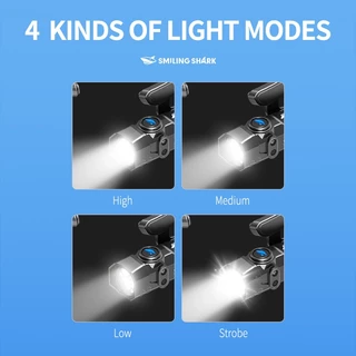SmilingShark TD0255 คาดหัว ไฟฉายคาดหัว LED มินิ เซ็นเซอร์ 3*LED ทรงพลัง โคมไฟหัว ด้วยการออกแบบแถบคาดศีรษะแบบถอดได้ ไฟคบเพลิงหัว 4 โหมด Type-C แบบชาร์จได้ พกพาได้ กันน้ำสำหรับการเดินป่าแคมป์ปิ้ง