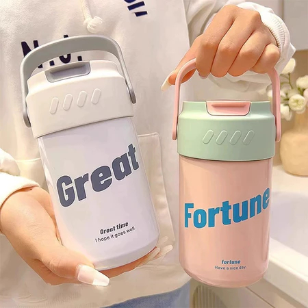 🔥พร้อมส่งจากไทย🔥กระติกน้ำร้อน-เย็น 500ml สแตนเลส316 เก็บอุณหภูมิได้นาน กันไอน้ำเกาะแก้ว  พร้อมหูจับ แถมหลอดในตัว