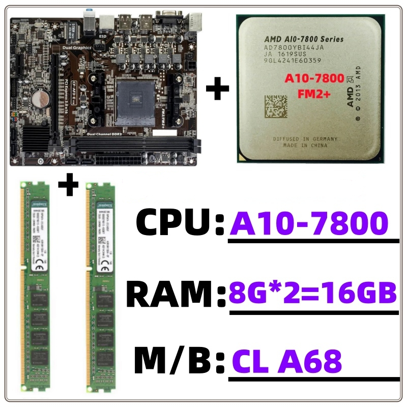 ใช้ FM2 FM2 C.A68M A8-7680/A10-7800/A8-7600/A8-7650/A8-7500 DDR/8GB/16GB CPU เดสก์ท็อปพร้อมรวมเมนบอร