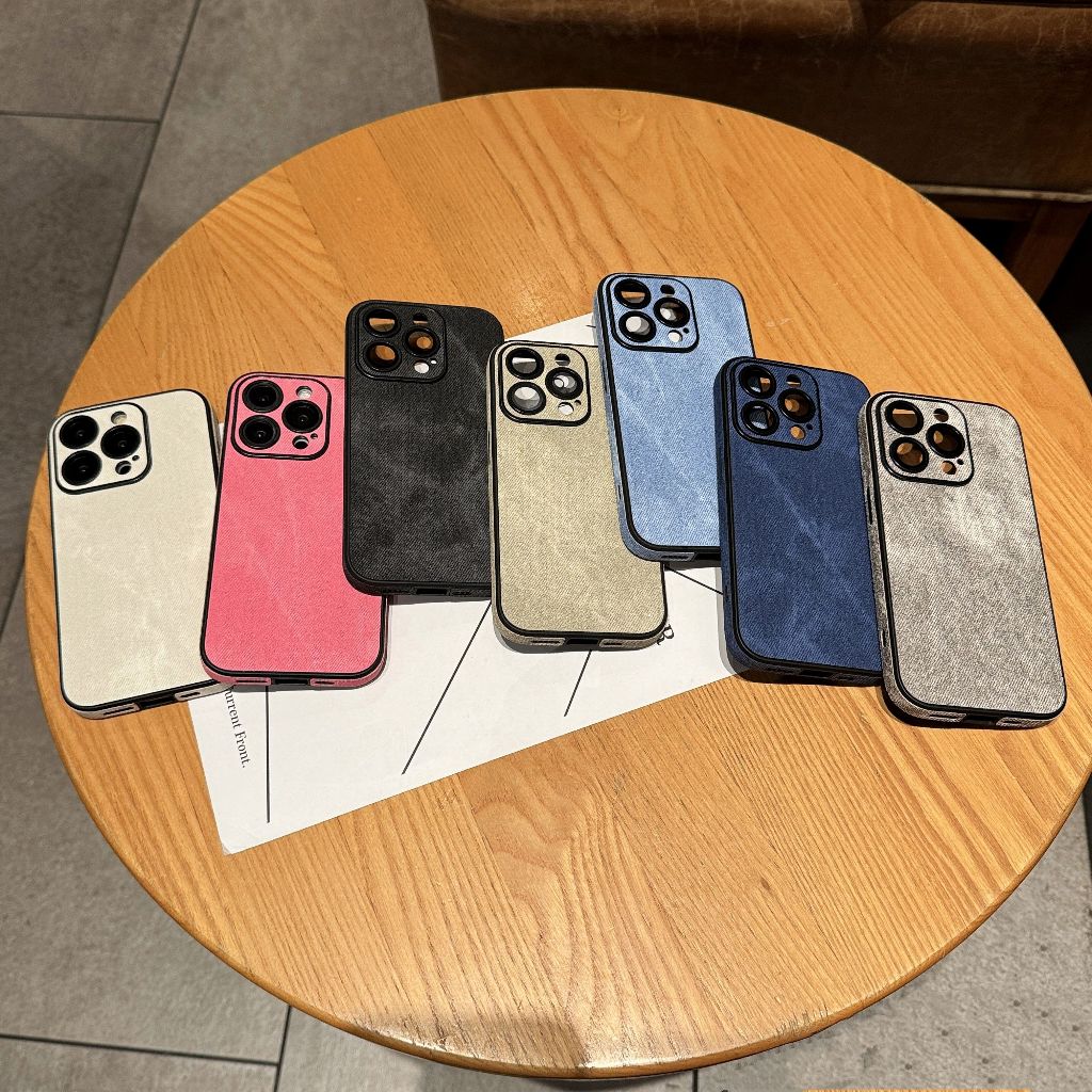 แฟชั่นเกาหลี Frosted Matte Denim เคสโทรศัพท์สําหรับ iPhone 17 Air 16 15 14 13 12 11 Pro Max Plus ป้องกันกล้องกันกระแทก