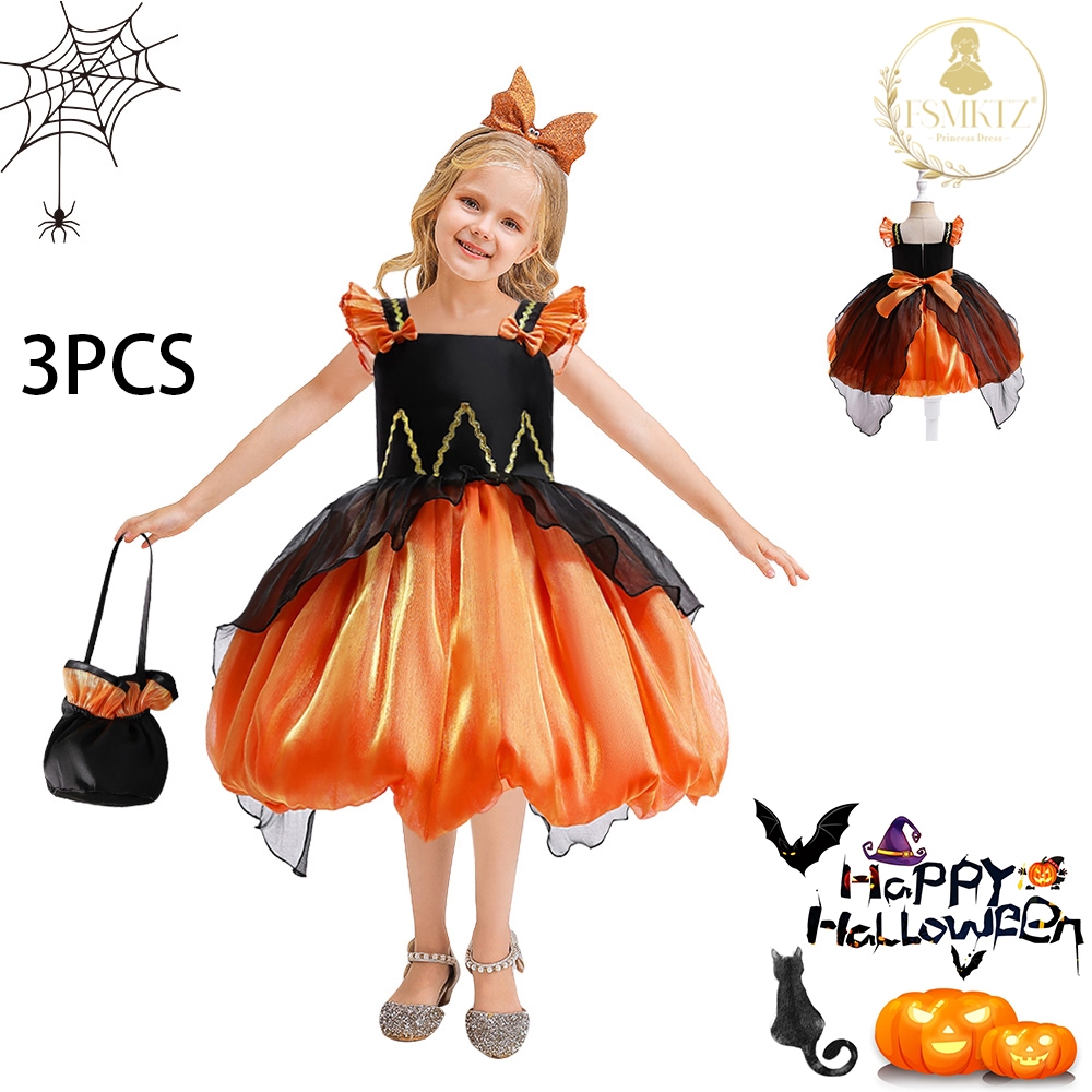 FSMKTZ ชุดคอสตูมฮาโลวีนสำหรับเด็ก ชุดเจ้าหญิงสนุกสนาน พร้อมเสื้อผ้า AWS031