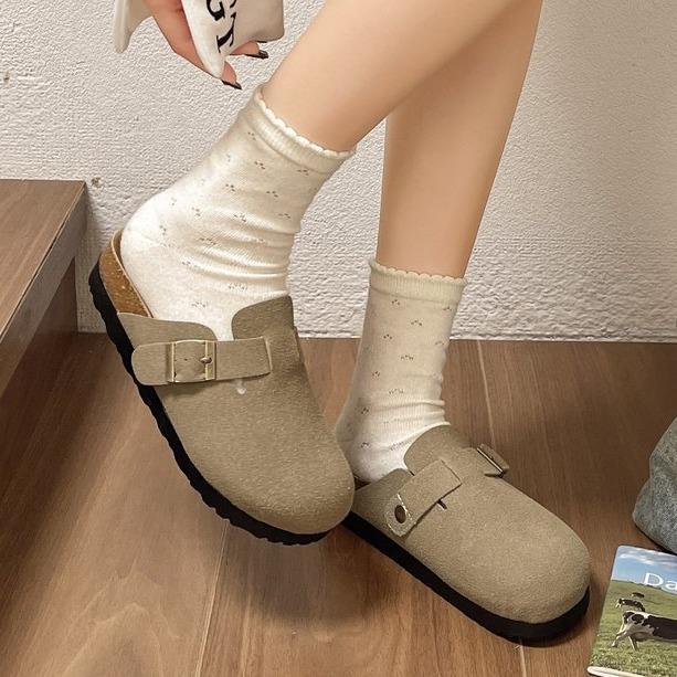 【การจัดส่งในประเทศไทย】35-45 SIZE เกาหลี Y2K แฟชั่นกลางแจ้ง Low-Heel Anti-Slip Lazy รองเท้าแตะแบน Retro All-Match SLIP-On รองเท้าผู้หญิงนักเรียนน้ําหนักเบาวันหยุด Le