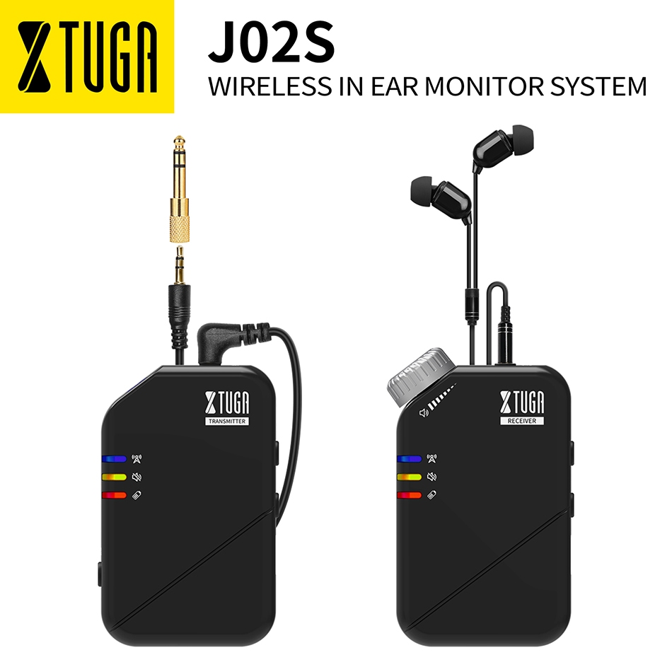 XTUGA J02S 2.4G ไร้สาย In Ear Monitor ระบบพร้อมหูฟัง,ชาร์จ IEM Transmitter Receiver สเตอริโอ/โมโน,ปุ่มปิดเสียง,สําหรับ DJ,คอนเสิร์ต,การแสดงบนเวทีเพลง Monit