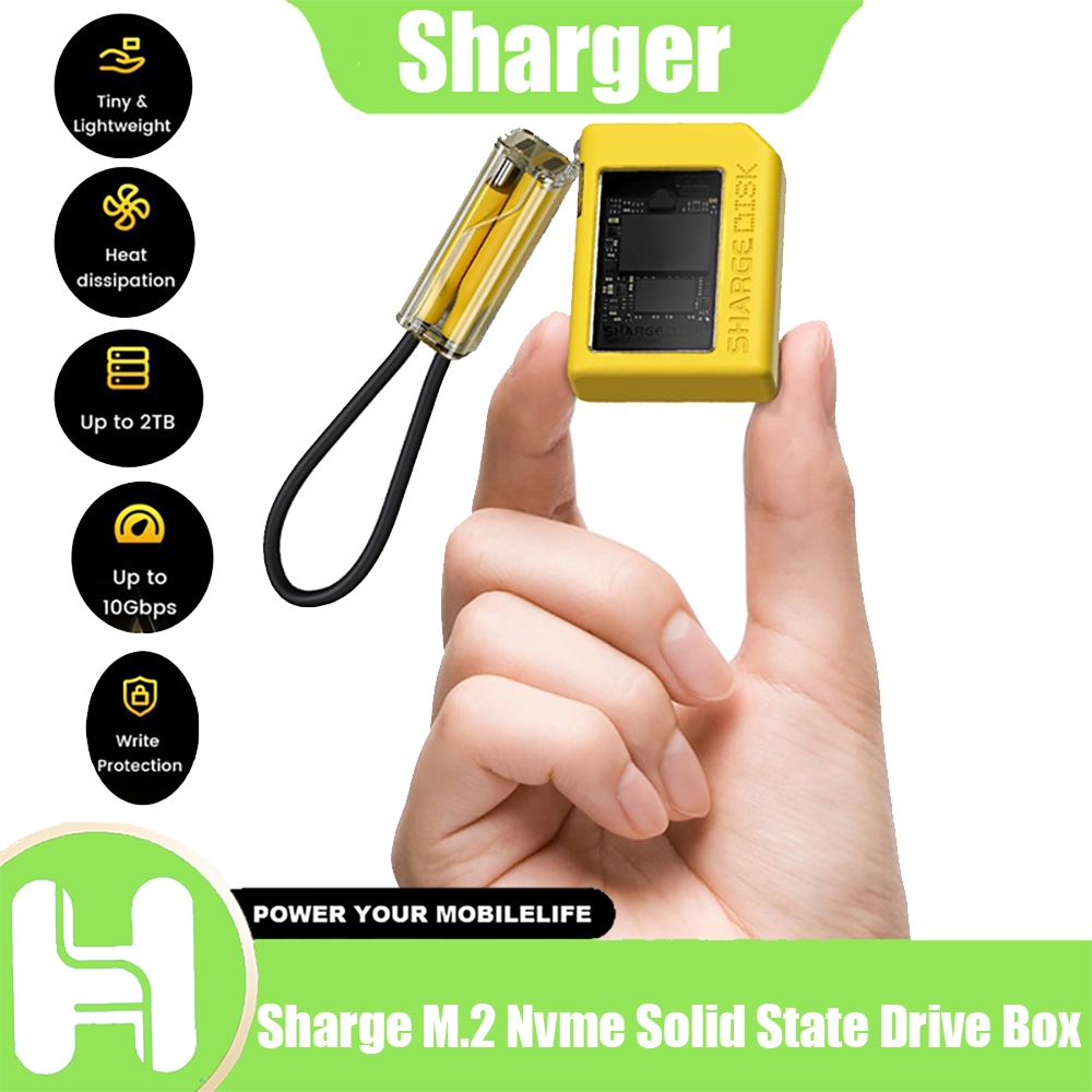 Sharge M.2 nvme กล่องไดรฟ์โซลิดสเตต SSD กล่องฮาร์ดไดรฟ์มือถือ m2 กล่องภายนอก แฟลชไดรฟ์-สีเหลือง