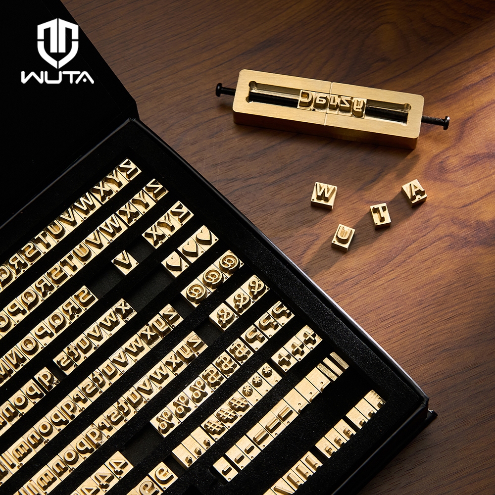 WUTA S2 ทองเหลืองแสตมป์ตัวอักษรหนังตัวอักษรจํานวนลายนูนแสตมป์หัตถกรรมแกะสลักเครื่องมือซีลร้อนบรั่นดี CNC แกะสลักแม่พิมพ์