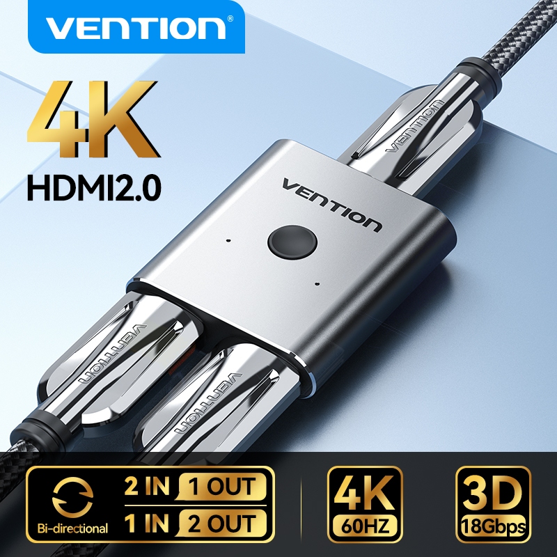 Vention HDMI Switcher 4K 60Hz Bi-Direction 2.0 HDMI Switch 1x2/2x1 อะแดปเตอร์