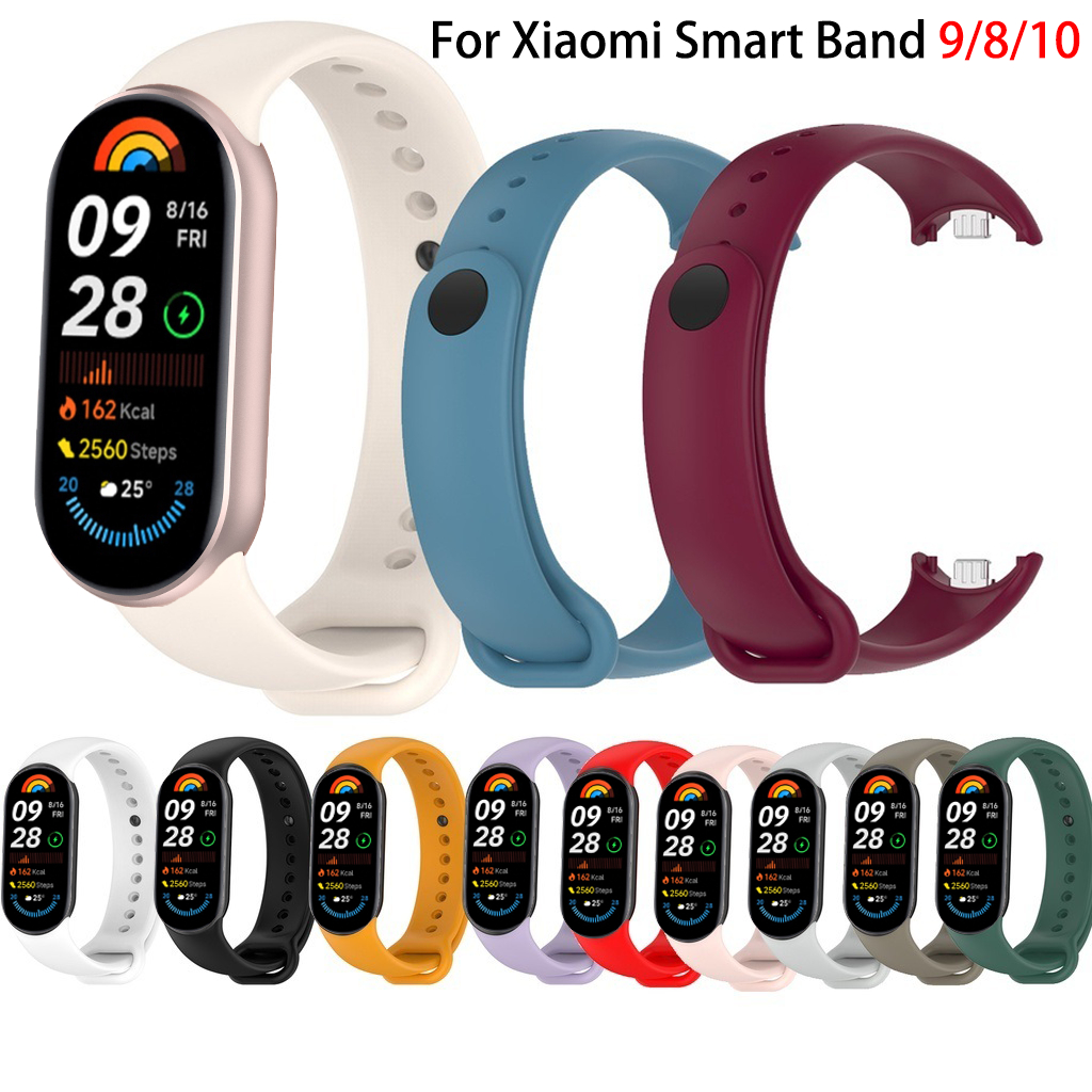For Xiaomi Smart Band 10 9 8 สายรัดซิลิโคนอัจฉริยะสําหรับ Mi band 8 9 10 MiBand NFC แถบสปอร์ตกันน้ําแบบนุ่ม