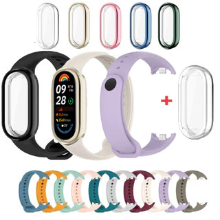 สําหรับ Xiaomi Smart Band 10 9 8 สายซิลิโคน + เคส TPU สําหรับ Mi Band 10 9 8 MiBand NFC นุ่มกันน้ํา 2 in 1 Sport ชุบเงา Slim คลุมทั้งหมด