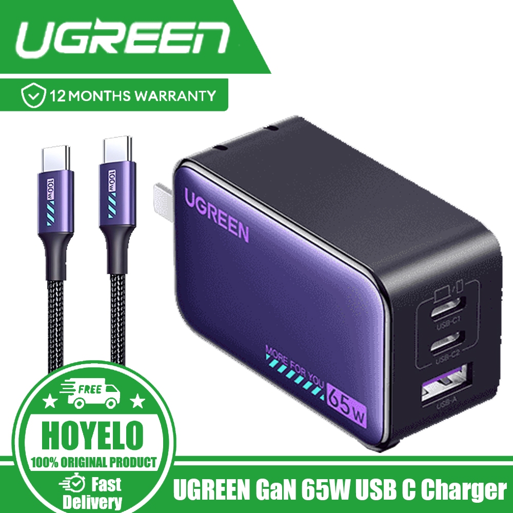 UGREEN GaN 65W USB C Charger Quick Charge QC4.0 QC PD3.0 PD USB-C Type C Fast USB Charger