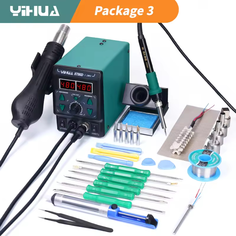 YIHUA 8786D-I สถานีบัดกรี 2-in-1 Digital Hot Air Gun Desoldering Station สําหรับ SMD BGA ซ่อมเครื่อง