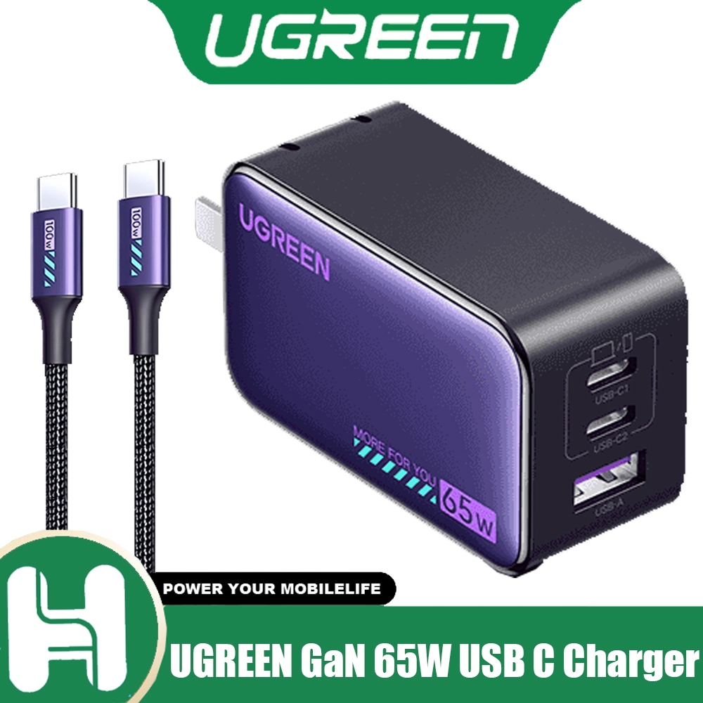 UGREEN GaN 65W USB C Charger Quick Charge QC4.0 QC PD3.0 PD USB-C Type C Fast USB Charger