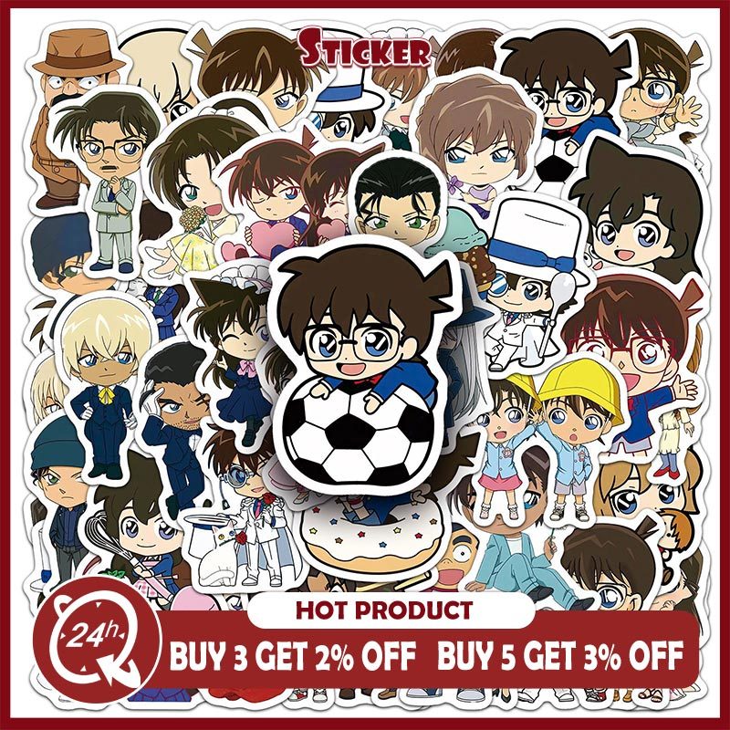 50ชิ้นจิบิโคนันอะนิเมะสติ๊กเกอร์โทรศัพท์แล็ปท็อปโน๊ตบุ๊คสติ๊กเกอร์ตกแต่งเด็กของขวัญ