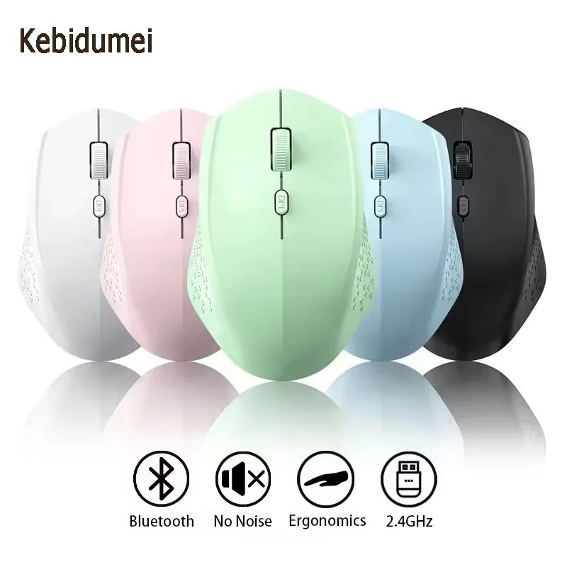 เมาส์ไร้สายบลูทูธ 2.4G Dual Mode Type-C ชาร์จ 1600DPI เมาส์สําหรับเล่นเกม Ergonomic Silent Mice สําห