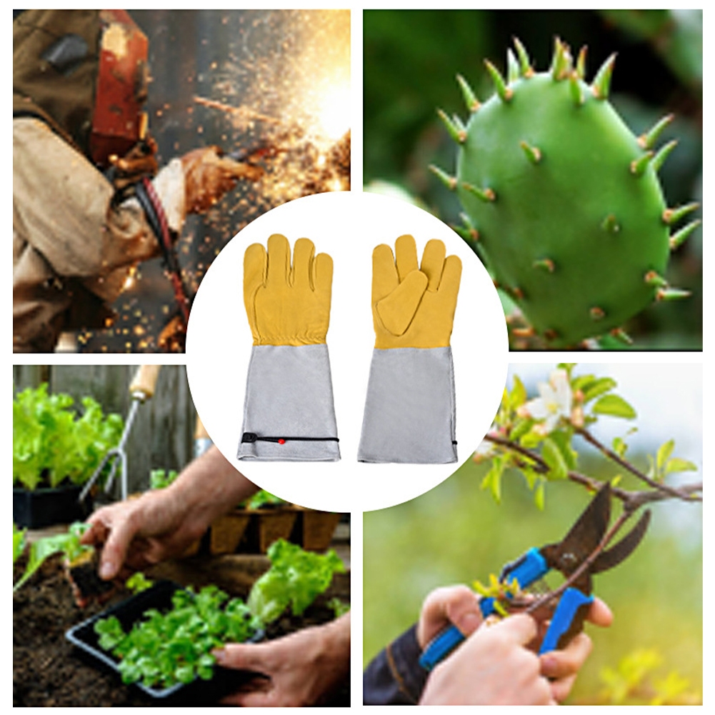 【local delivery】ถุงมือทํางานยาวกลางแจ้งตัดต้านทานถุงมือทําสวนกันแทงทนความร้อนทนต่อการสึกหรอถุงมือป้อ