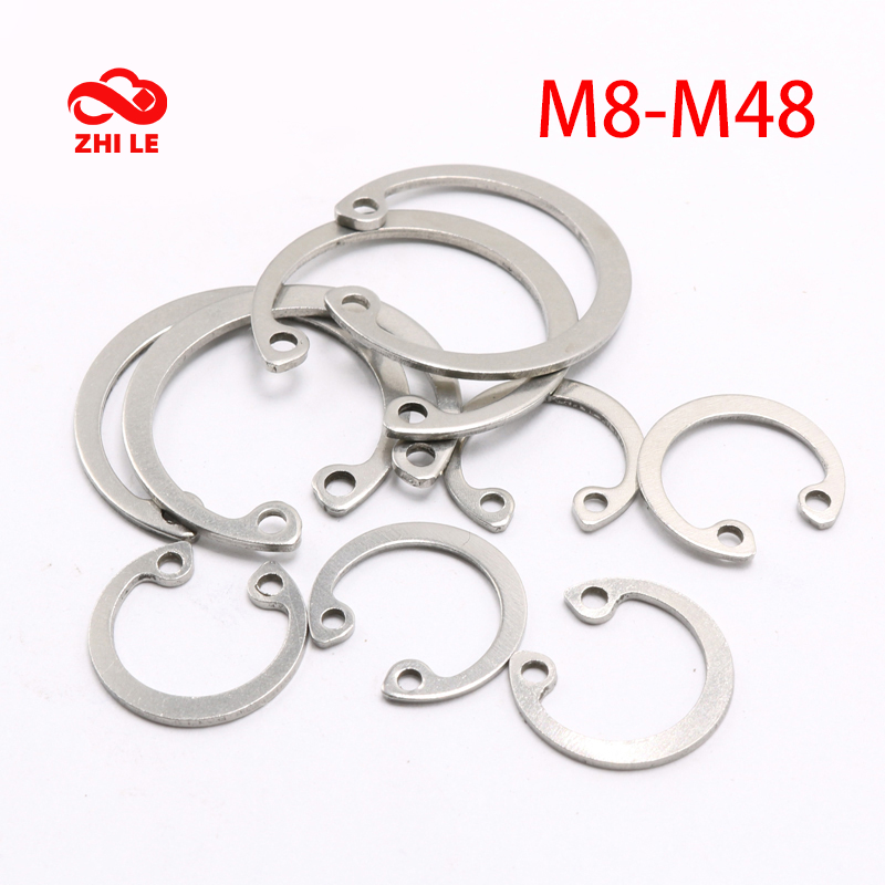 M8-M48 C ประเภทภายใน Circlip ยึดรูคลิป Snap แหวนเครื่องซักผ้า 304 สแตนเลส Circlips ชุดแหวน Snap เครื่องซักผ้า GB893.1