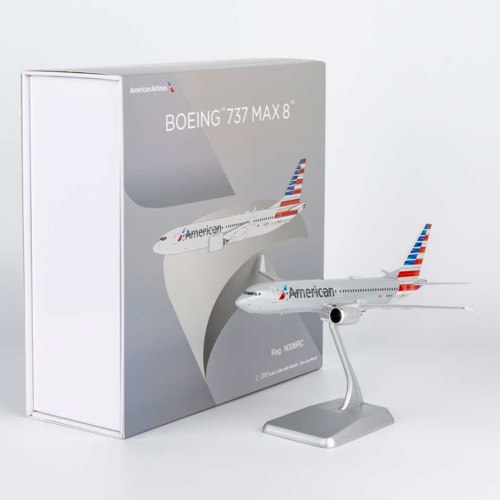 92017 โลหะผสมสะสมเครื่องบินของขวัญ NG รุ่น 1:200 American Airlines Boeing B737 MAX 8 เครื่องบินDieca