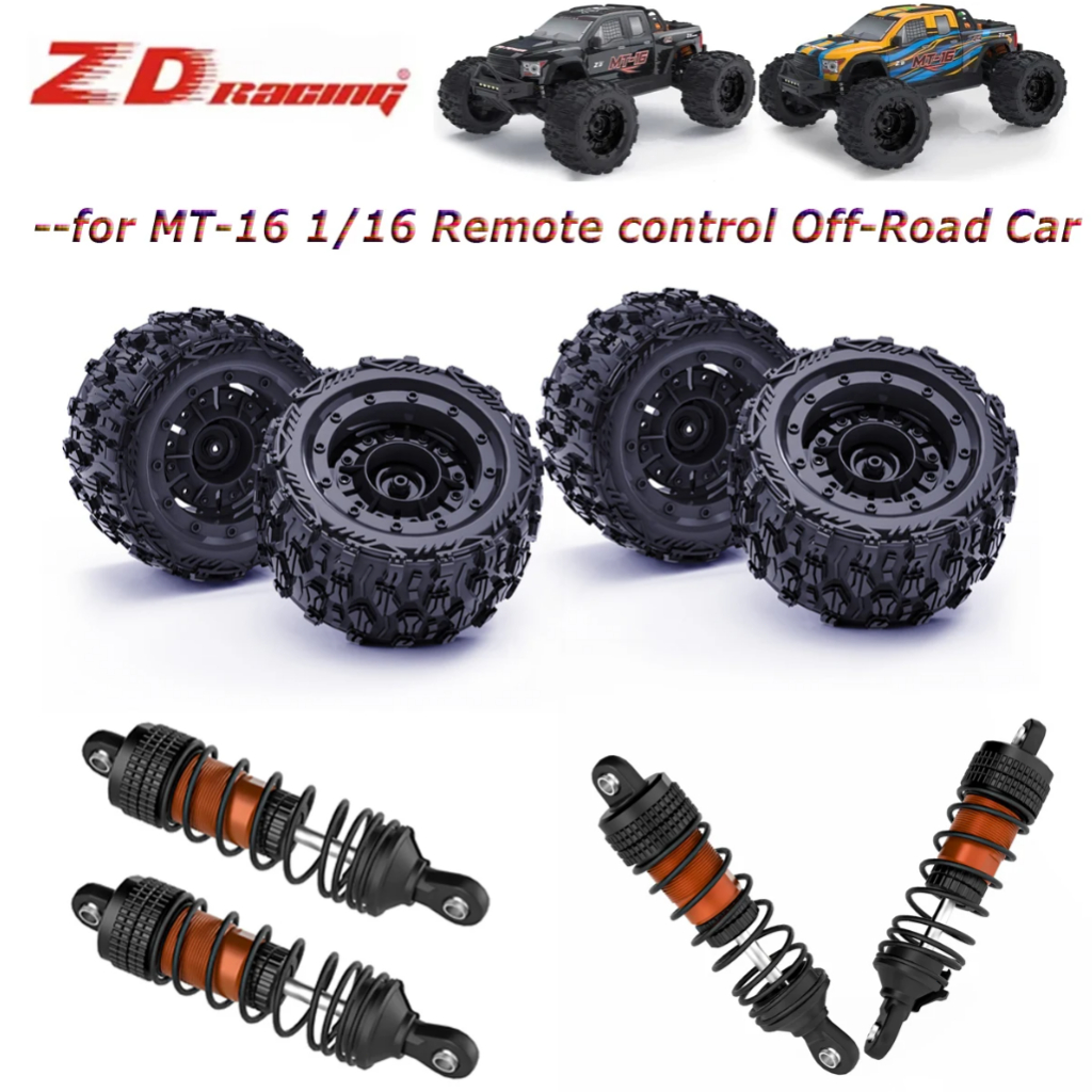 ZD RACING MT-16 RC รถอะไหล่โช้คอัพ 85 มม.ด้านหน้าและด้านหลังล้อยาง 12 มม.Hex สําหรับ 1/16 รีโมทคอนโท