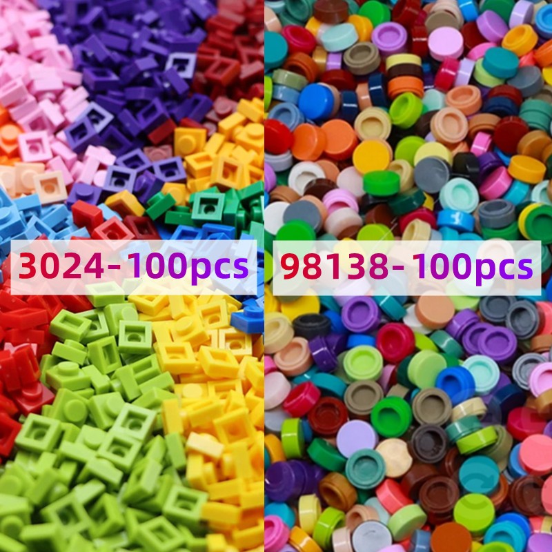 100pcs อิฐ 3024 MOC 1x1 รอบอิฐ 98138 Building Blocks ใช้งานร่วมกับของเล่นเพื่อการศึกษา