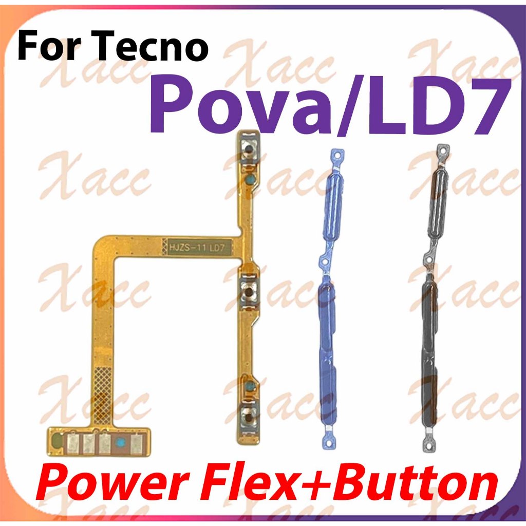 สําหรับ Tecno Pova Neo LD7 ปุ่มปรับระดับเสียงไฟ Flex Cable พร้อม ON OFF ด้านข้าง Key Output Ribbon Repair Part การติดตั้งโทรศัพท์เปลี่ยน
