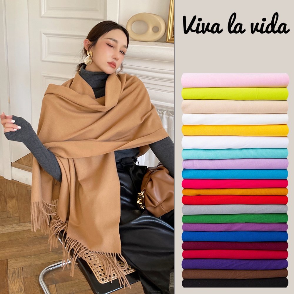 ผ้0าพันคอแฟชั่น 200*70cm ซม ผ้าคลุมไหล่สีพื้นคลาสสิก คุณภาพสูง ผ้าที่นุ่มนวล แคชเมียร์เทียม ยูนิเซ็กซ์ F101