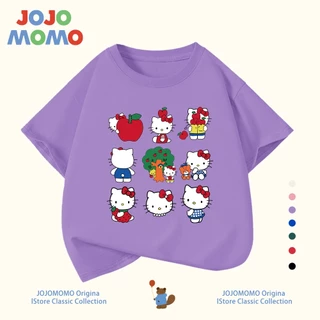 เสื้อยืดเด็กHELLO KITTYลายน่ารัก สไตล์เกาหลี 2025 ผ้าฝ้าย 100% นุ่มพิเศษ อายุ 2-12 ขวบ ใส่ไปโรงเรียน