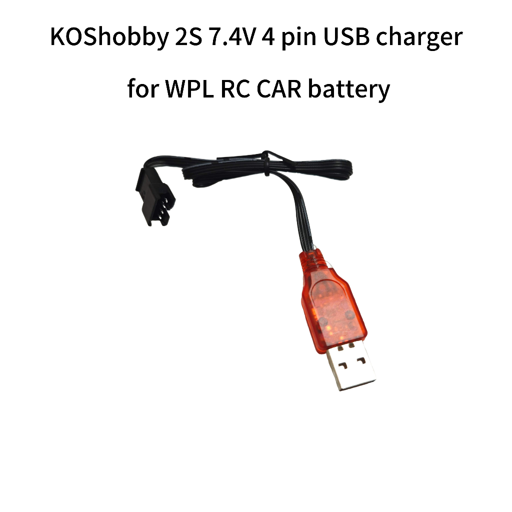 KOShobby 500mA 4 สาย SM ปลั๊ก USB สําหรับ WPL 7.4V แบตเตอรี่ C64-1 C74-1 C64 C44 C series