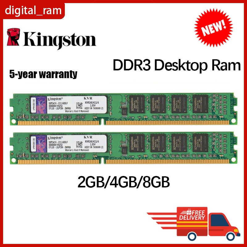 Kinston DDR3 Ram เดสก์ท็อป 4GB 8GB DDR3L 1.5v 1333Mhz 1066Mhz 1.35v 1600Mhz PC3L-12800 หน่วยความจําโ
