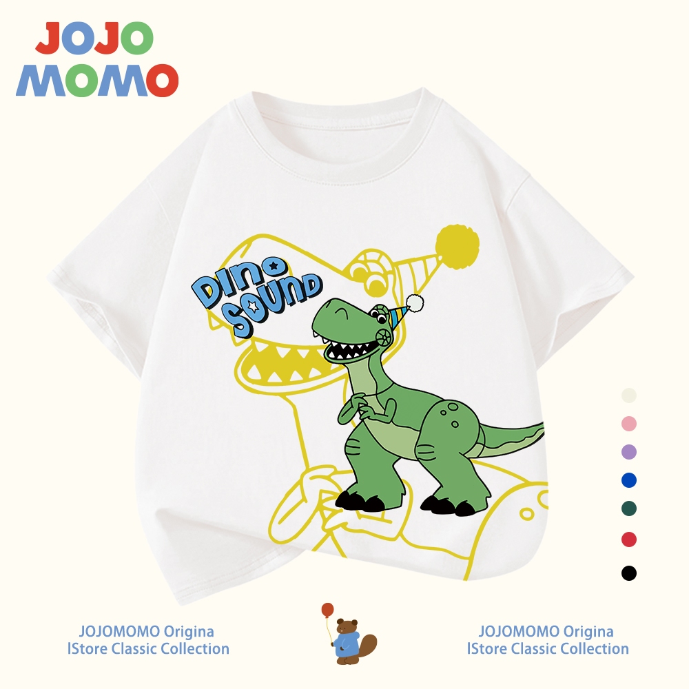 เสื้อยืดเด็ก ✨ฝ้าย 100%‼️ แขนสั้น ลายไดโน่การ์ตูน นุ่มสบาย-ระบายอากาศดี ไซส์ 3-12 ปี（จัดส่งใน 24 ชม）