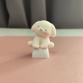 Handmade Plush Flock Puppy Keycap 3D เรซิ่น Artisan Decor - MX Cross Stem DIY ของขวัญสําหรับคนรักสัตว์เลี้ยง