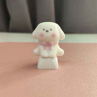 Handmade Plush Flock Puppy Keycap 3D เรซิ่น Artisan Decor - MX Cross Stem DIY ของขวัญสําหรับคนรักสัตว์เลี้ยง