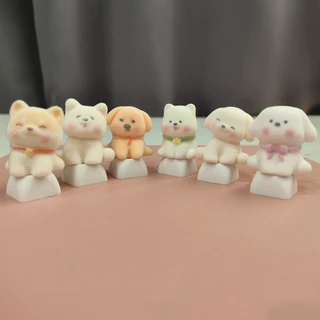 Handmade Plush Flock Puppy Keycap 3D เรซิ่น Artisan Decor - MX Cross Stem DIY ของขวัญสําหรับคนรักสัตว์เลี้ยง