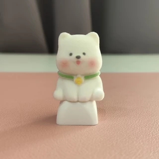 Handmade Plush Flock Puppy Keycap 3D เรซิ่น Artisan Decor - MX Cross Stem DIY ของขวัญสําหรับคนรักสัตว์เลี้ยง