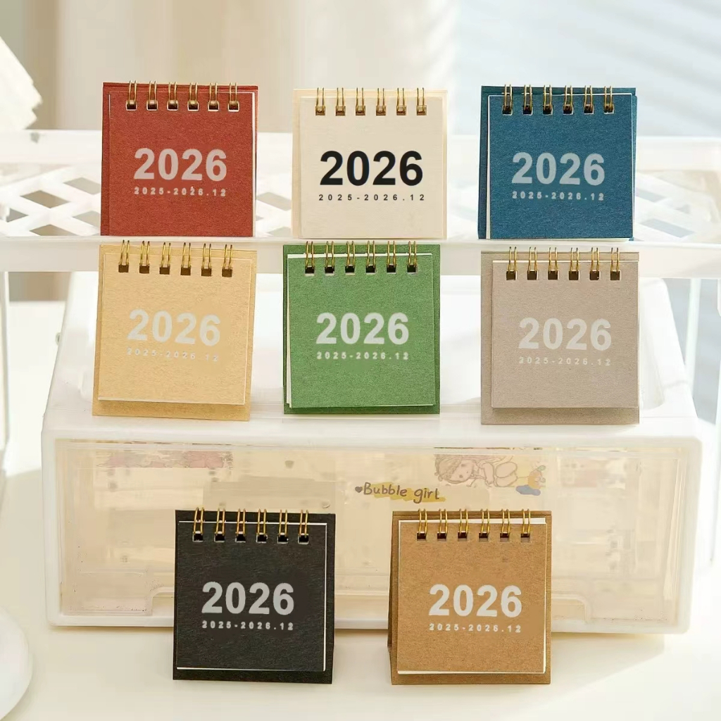 2026 อิน มินิเดสก์ท็อปปฏิทินสร้างสรรค์ปฏิทินขนาดเล็กรายสัปดาห์รายเดือนตารางตารางอุปกรณ์การเรียนสํานักงาน