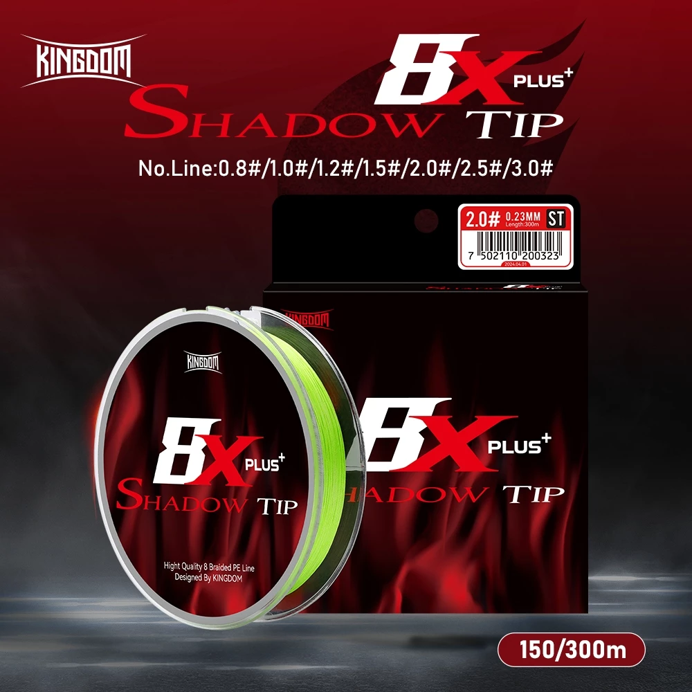 Kingdom 8X PLUS+ สายตกปลา 150m/300m 8 Strands Braided PE Line 0.8# 1.0# 1.2# 1.5# 2.0# 2.5# 3.0# 13.9-40.9LB High Smoothness Green Multifilament PE Line Super Stiff