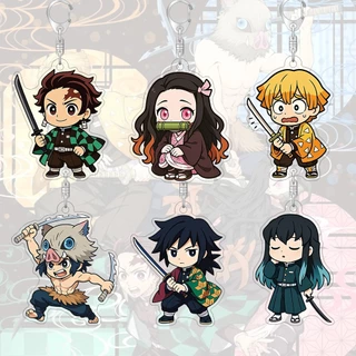พวงกุญแจอะคริลิค Demon Slayer อะนิเมะการ์ตูนน่ารักกระเป๋าตกแต่งกระเป๋านักเรียนจี้ขนาดเล็กของขวัญ Key แหวน