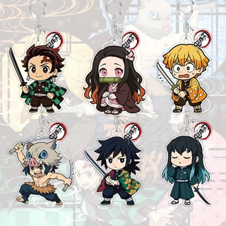 พวงกุญแจอะคริลิค Demon Slayer อะนิเมะการ์ตูนน่ารักกระเป๋าตกแต่งกระเป๋านักเรียนจี้ขนาดเล็กของขวัญ Key แหวน