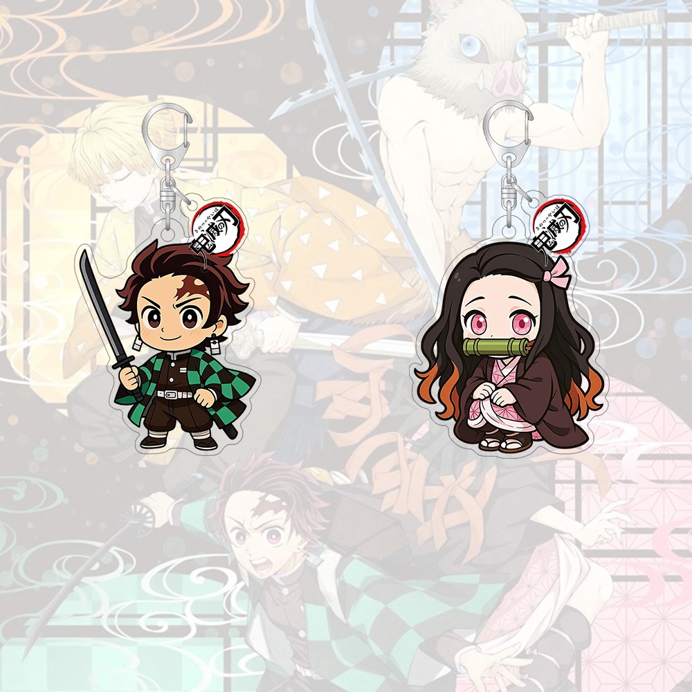 พวงกุญแจอะคริลิค Demon Slayer อะนิเมะการ์ตูนน่ารักกระเป๋าตกแต่งกระเป๋านักเรียนจี้ขนาดเล็กของขวัญ Key แหวน - รูปที่ 7