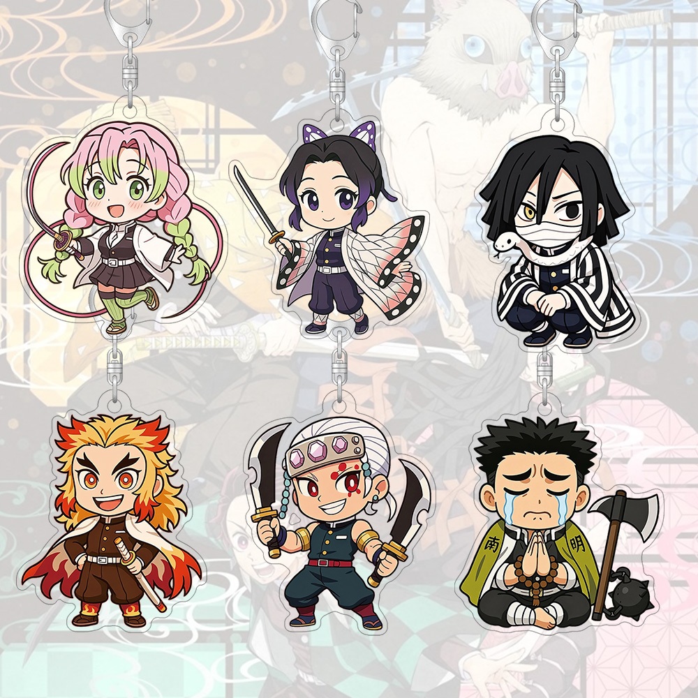 พวงกุญแจอะคริลิค Demon Slayer อะนิเมะการ์ตูนน่ารักกระเป๋าตกแต่งกระเป๋านักเรียนจี้ขนาดเล็กของขวัญ Key แหวน - รูปที่ 2
